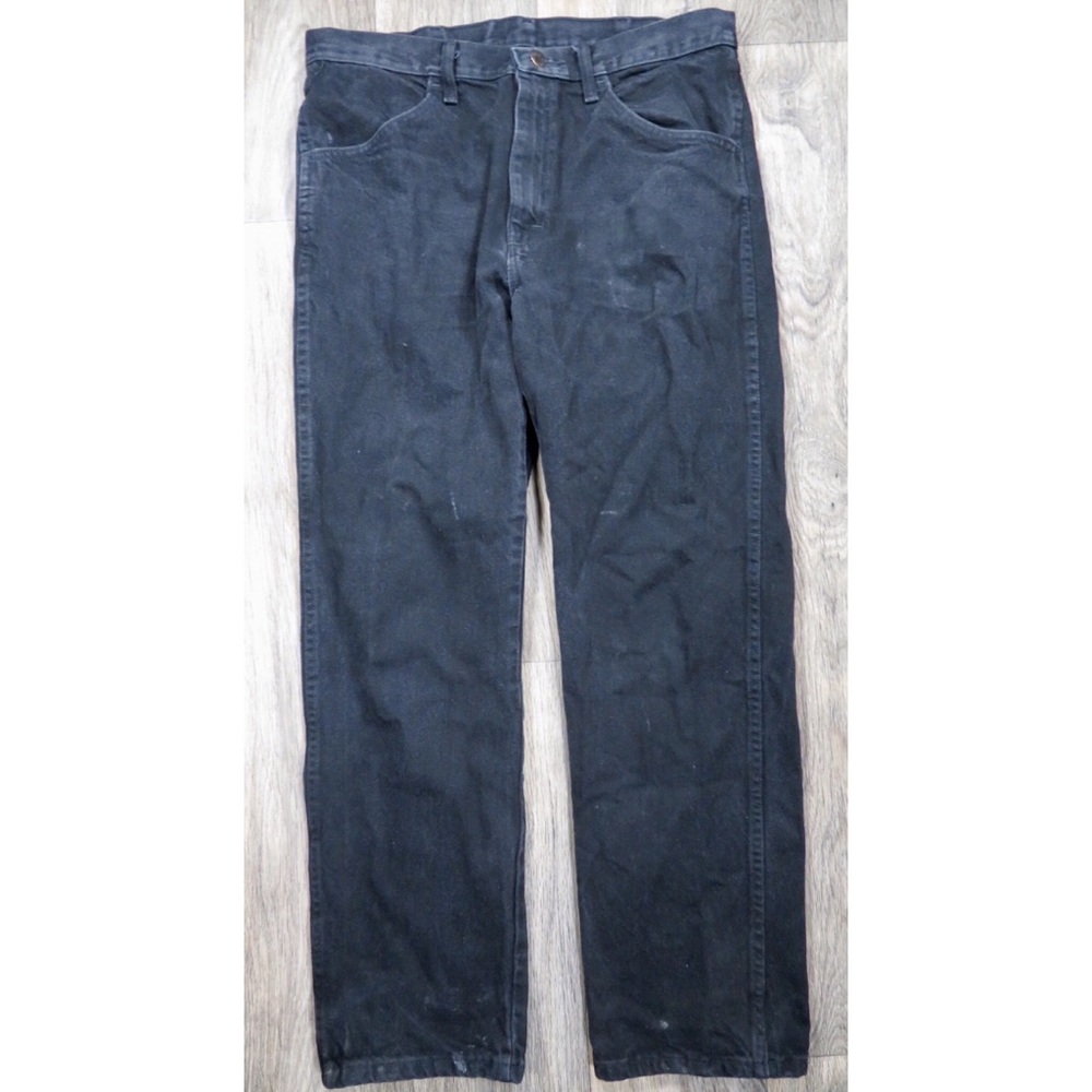 Mens Rustler Black Denim Straight Jeans 34x30